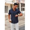 imageCOOFANDY Mens Short Sleeve Button Down Shirts Casual Dress Shirts for Men Summer Untucked Shirts with PocketDark Blue