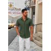 imageCOOFANDY Mens Short Sleeve Button Down Shirts Casual Dress Shirts for Men Summer Untucked Shirts with PocketDark Green