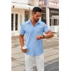 imageCOOFANDY Mens Short Sleeve Button Down Shirts Casual Dress Shirts for Men Summer Untucked Shirts with PocketLight Blue