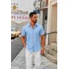 imageCOOFANDY Mens Short Sleeve Button Down Shirts Casual Dress Shirts for Men Summer Untucked Shirts with PocketLight Blue