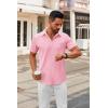 imageCOOFANDY Mens Short Sleeve Button Down Shirts Casual Dress Shirts for Men Summer Untucked Shirts with PocketPink