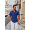 imageCOOFANDY Mens Short Sleeve Button Down Shirts Casual Dress Shirts for Men Summer Untucked Shirts with PocketRoyal Blue