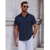 imageCOOFANDY Mens Short Sleeve Button Down Shirts Casual Summer Shirt Untucked Dress ShirtsNavy Blue