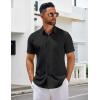 imageCOOFANDY Mens Short Sleeve Button Down Shirts Casual Summer Untucked Wrinkle Free Dress Shirts with PocketBlack