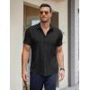 imageCOOFANDY Mens Short Sleeve Button Down Shirts Casual Summer Untucked Wrinkle Free Dress Shirts with PocketBlack