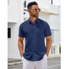 imageCOOFANDY Mens Short Sleeve Button Down Shirts Casual Summer Untucked Wrinkle Free Dress Shirts with PocketBlack Iris