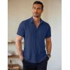 imageCOOFANDY Mens Short Sleeve Button Down Shirts Casual Summer Untucked Wrinkle Free Dress Shirts with PocketBlack Iris