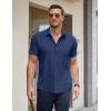 imageCOOFANDY Mens Short Sleeve Button Down Shirts Casual Summer Untucked Wrinkle Free Dress Shirts with PocketBlack Iris