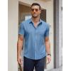 imageCOOFANDY Mens Short Sleeve Button Down Shirts Casual Summer Untucked Wrinkle Free Dress Shirts with PocketCaptains Blue