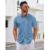 imageCOOFANDY Mens Short Sleeve Button Down Shirts Casual Summer Untucked Wrinkle Free Dress Shirts with PocketCaptains Blue