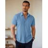 imageCOOFANDY Mens Short Sleeve Button Down Shirts Casual Summer Untucked Wrinkle Free Dress Shirts with PocketCaptains Blue