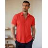 imageCOOFANDY Mens Short Sleeve Button Down Shirts Casual Summer Untucked Wrinkle Free Dress Shirts with PocketFiery Red