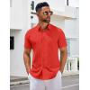 imageCOOFANDY Mens Short Sleeve Button Down Shirts Casual Summer Untucked Wrinkle Free Dress Shirts with PocketFiery Red