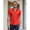 imageCOOFANDY Mens Short Sleeve Button Down Shirts Casual Summer Untucked Wrinkle Free Dress Shirts with PocketFiery Red