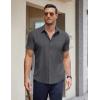 imageCOOFANDY Mens Short Sleeve Button Down Shirts Casual Summer Untucked Wrinkle Free Dress Shirts with PocketGranite Gray