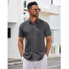 imageCOOFANDY Mens Short Sleeve Button Down Shirts Casual Summer Untucked Wrinkle Free Dress Shirts with PocketGranite Gray
