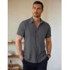 imageCOOFANDY Mens Short Sleeve Button Down Shirts Casual Summer Untucked Wrinkle Free Dress Shirts with PocketGranite Gray
