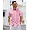 imageCOOFANDY Mens Short Sleeve Button Down Shirts Casual Summer Untucked Wrinkle Free Dress Shirts with PocketIcy Pink