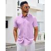 imageCOOFANDY Mens Short Sleeve Button Down Shirts Casual Summer Untucked Wrinkle Free Dress Shirts with PocketLavender Frost