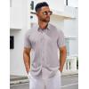 imageCOOFANDY Mens Short Sleeve Button Down Shirts Casual Summer Untucked Wrinkle Free Dress Shirts with PocketQuiet Gray