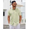 imageCOOFANDY Mens Short Sleeve Button Down Shirts Casual Summer Untucked Wrinkle Free Dress Shirts with PocketSea Foam