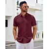 imageCOOFANDY Mens Short Sleeve Button Down Shirts Casual Summer Untucked Wrinkle Free Dress Shirts with PocketTawny Port