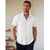 imageCOOFANDY Mens Short Sleeve Button Down Shirts Casual Summer Untucked Wrinkle Free Dress Shirts with PocketWhite