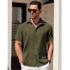 imageCOOFANDY Mens Short Sleeve Button Down Shirts Waffle Shirt Casual Beach Summer Shirts Wrinkle Free Vacation ShirtsArmy Green