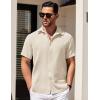 imageCOOFANDY Mens Short Sleeve Button Down Shirts Waffle Shirt Casual Beach Summer Shirts Wrinkle Free Vacation ShirtsBeige