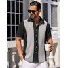 imageCOOFANDY Mens Short Sleeve Button Down Shirts Waffle Shirt Casual Beach Summer Shirts Wrinkle Free Vacation ShirtsBlack Ash Combo