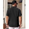 imageCOOFANDY Mens Short Sleeve Button Down Shirts Waffle Shirt Casual Beach Summer Shirts Wrinkle Free Vacation ShirtsBlack Ash Combo