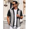 imageCOOFANDY Mens Short Sleeve Button Down Shirts Waffle Shirt Casual Beach Summer Shirts Wrinkle Free Vacation ShirtsBlack Ash Combo