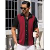 imageCOOFANDY Mens Short Sleeve Button Down Shirts Waffle Shirt Casual Beach Summer Shirts Wrinkle Free Vacation ShirtsBlack Burgundy Combo