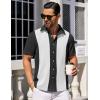 imageCOOFANDY Mens Short Sleeve Button Down Shirts Waffle Shirt Casual Beach Summer Shirts Wrinkle Free Vacation ShirtsBlack White