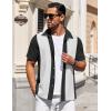 imageCOOFANDY Mens Short Sleeve Button Down Shirts Waffle Shirt Casual Beach Summer Shirts Wrinkle Free Vacation ShirtsBlack White