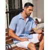 imageCOOFANDY Mens Short Sleeve Button Down Shirts Waffle Shirt Casual Beach Summer Shirts Wrinkle Free Vacation ShirtsBlue