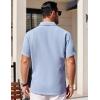 imageCOOFANDY Mens Short Sleeve Button Down Shirts Waffle Shirt Casual Beach Summer Shirts Wrinkle Free Vacation ShirtsBlue
