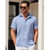 imageCOOFANDY Mens Short Sleeve Button Down Shirts Waffle Shirt Casual Beach Summer Shirts Wrinkle Free Vacation ShirtsBlue