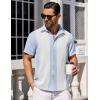 imageCOOFANDY Mens Short Sleeve Button Down Shirts Waffle Shirt Casual Beach Summer Shirts Wrinkle Free Vacation ShirtsBlue White