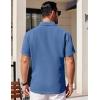 imageCOOFANDY Mens Short Sleeve Button Down Shirts Waffle Shirt Casual Beach Summer Shirts Wrinkle Free Vacation ShirtsDark Blue