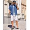 imageCOOFANDY Mens Short Sleeve Button Down Shirts Waffle Shirt Casual Beach Summer Shirts Wrinkle Free Vacation ShirtsDark Blue