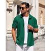 imageCOOFANDY Mens Short Sleeve Button Down Shirts Waffle Shirt Casual Beach Summer Shirts Wrinkle Free Vacation ShirtsGreen
