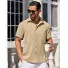 imageCOOFANDY Mens Short Sleeve Button Down Shirts Waffle Shirt Casual Beach Summer Shirts Wrinkle Free Vacation ShirtsKhaki