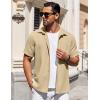 imageCOOFANDY Mens Short Sleeve Button Down Shirts Waffle Shirt Casual Beach Summer Shirts Wrinkle Free Vacation ShirtsKhaki