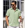 imageCOOFANDY Mens Short Sleeve Button Down Shirts Waffle Shirt Casual Beach Summer Shirts Wrinkle Free Vacation ShirtsLight Green
