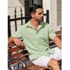 imageCOOFANDY Mens Short Sleeve Button Down Shirts Waffle Shirt Casual Beach Summer Shirts Wrinkle Free Vacation ShirtsLight Green