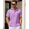 imageCOOFANDY Mens Short Sleeve Button Down Shirts Waffle Shirt Casual Beach Summer Shirts Wrinkle Free Vacation ShirtsLight Purple