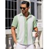 imageCOOFANDY Mens Short Sleeve Button Down Shirts Waffle Shirt Casual Beach Summer Shirts Wrinkle Free Vacation ShirtsMint White Combo