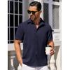 imageCOOFANDY Mens Short Sleeve Button Down Shirts Waffle Shirt Casual Beach Summer Shirts Wrinkle Free Vacation ShirtsNavy Blue