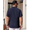 imageCOOFANDY Mens Short Sleeve Button Down Shirts Waffle Shirt Casual Beach Summer Shirts Wrinkle Free Vacation ShirtsNavy Blue